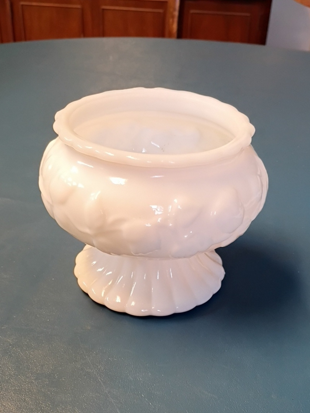 White Milk Glass Pedestal Bowl - Decorative Home Accent
